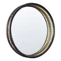 Genérico - Espejo Redondo Marco Decorativo Ratán Negro Bohemio Jhn