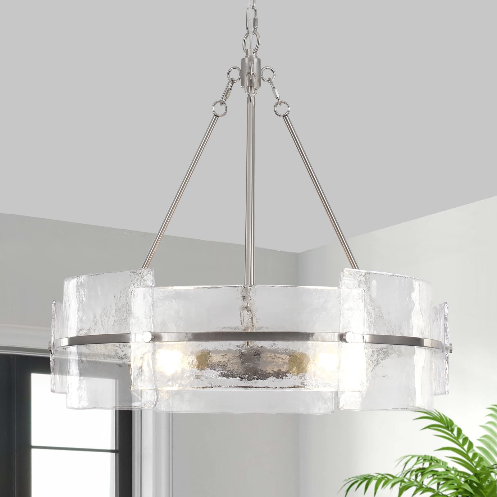 Candelabro Moderno De Cristal De Níquel Cepillado Chandelier Zlnidjia 22