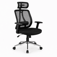 Space Home - Silla Gerencial Ergonomica Negra Con Reposacabezas 3D
