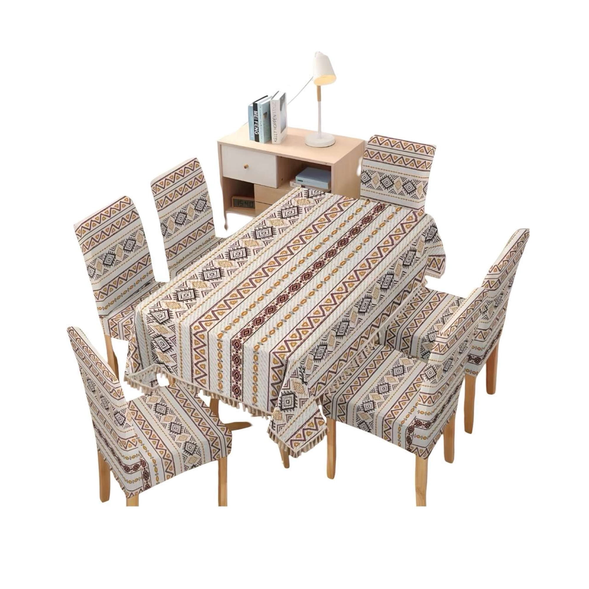 Teng Fei - Juego Mantel Más 6 Fundas De Silla Para Comedor 140x220 Cm