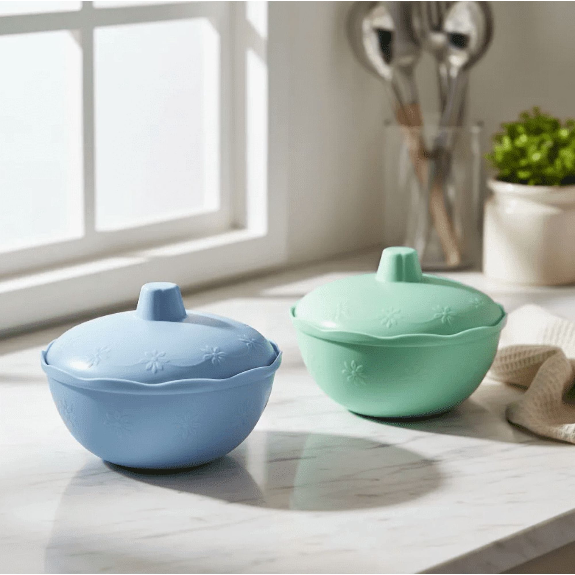Genérico - Fuente Bowl Plástico Con Tapa 20cm Diseño Decorado Colores