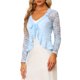 thumbnail image 4 of INSPIRE CHIC Bolero de Encaje Floral para Mujer con Dobladillo Volante, Cárdigan Recortado con Lazo Frontal, Cubierta Ligera de Verano Azul Claro M, 4 of 6