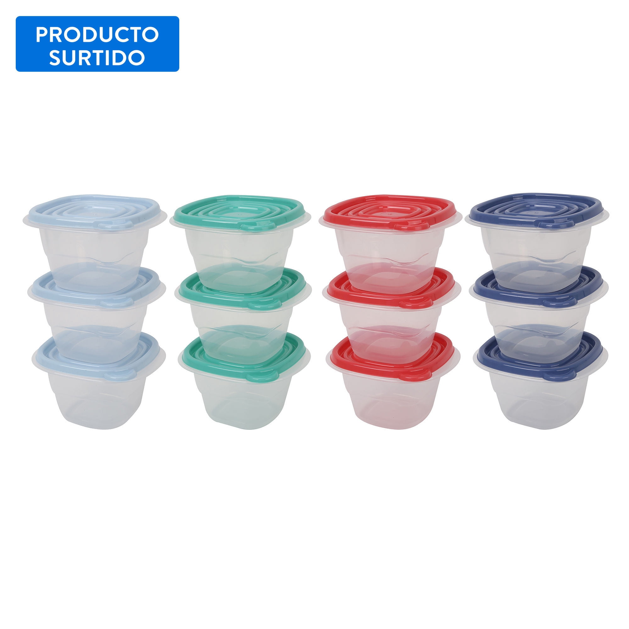 Haus - Set De Contenedor 500ml Cuadrado Plástico 3 Piezas, Color Surtido