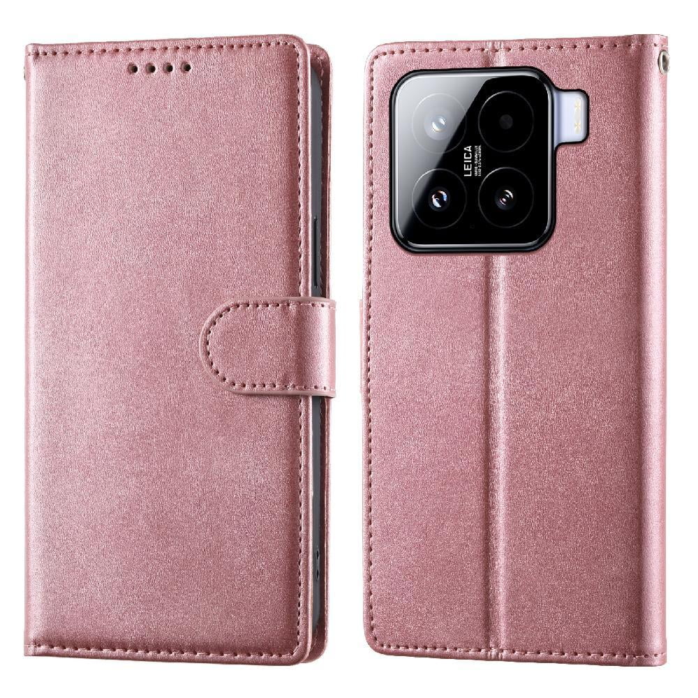 Foxdock - Funda Tipo Billetera Para Xiaomi 15 Cover 2 En 1 Desmontable Con Ranuras Para Tarjetas Y Ventana De Foto, Soporte Y Correa De Muñeca Rosa