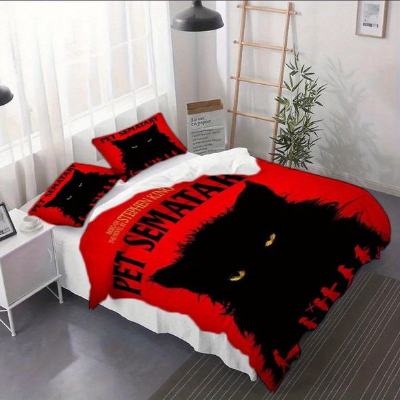 3pcs Pet Cemetery Poster Duvet Cover Set - Bedding Set Suitable for Christmas