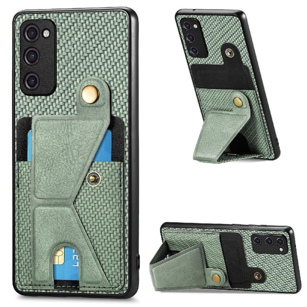 Funda Resistente para Samsung Galaxy S20 FE con Tarjetero y Soporte, Diseño Magnético Verde
