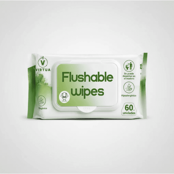 Flushable Wipes 60 Unidades.