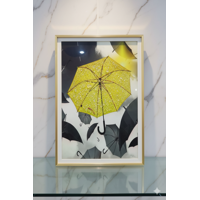 Decostilo - Cuadro Diseño De Paraguas Amarillo Con Cristales 40X60Cm