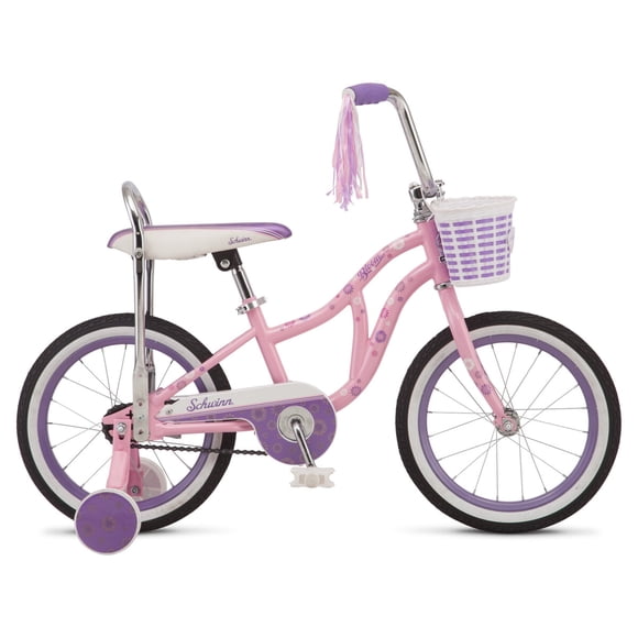 Bicicleta Schwinn Bloom de 16 pulgadas con ruedas auxiliares rosa