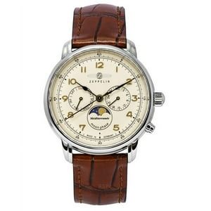 Zeppelin - Reloj Quartz Para Hombre Mediterranean Moon Phase Correa De Cuero Dial Beige 96365