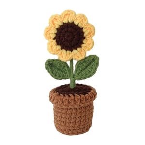 Bothyi - Mini Maceta Rústica Con Flores Tejidas A Mano, Estante Para Regalo De Cumpleaños Y Día De San Valentín, Girasol