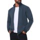 thumbnail image 4 of Sudadera deportiva de gimnasio para hombre con cremallera, cuello alto, manga larga, color sólido, talla S, azul marino, 4 of 6