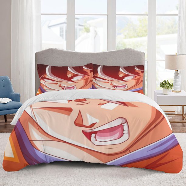 Dra-gon Ball Bedding Sets Cartoon Duvet Cover Lightweight 3 Piece Bet Sets for Kids Boys Girls