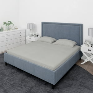 Juego De Sábanas Nautica 4 Piezas Microfibra 2 Plazas Gris Claro