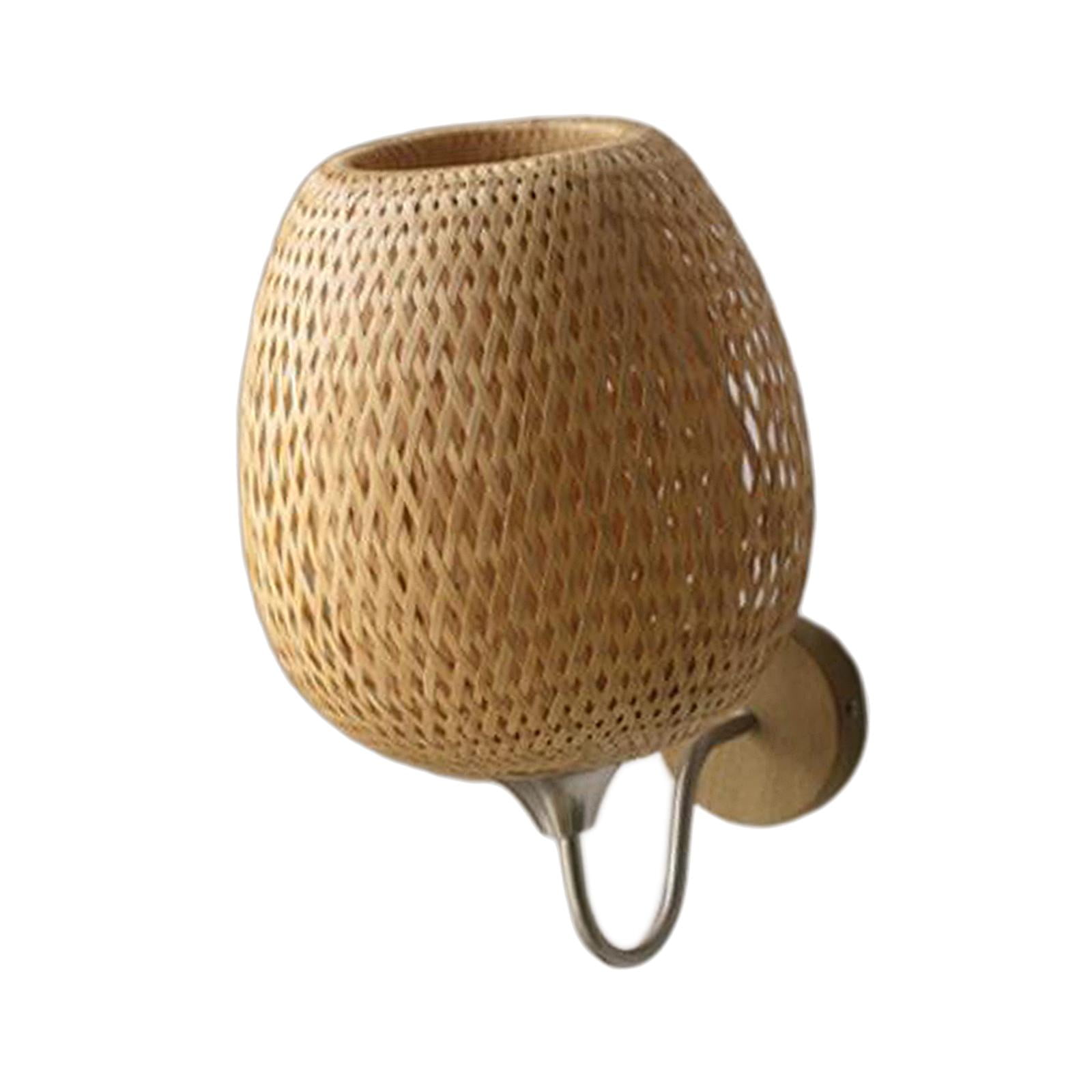 Magideal - Aplique De Pared De Bambú De Ratán Accesorio De Iluminación/lámpara De Pared De Granja Vintage Boho Accesorio De Iluminación/para Interior Junto A La S