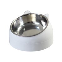 Magideal - Comedero Para Mascotas, Recipiente Antideslizante De Acero Inoxidable De 15 Degree, Cuenco Protector Para El Cuello, Plato De Alimentación, Cuenco , Blanco