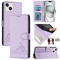 Funda Tipo Cartera Foxdock Para Iphone 15 Plus Con Soporte, Ranuras, Rfid, Diseño De Gato