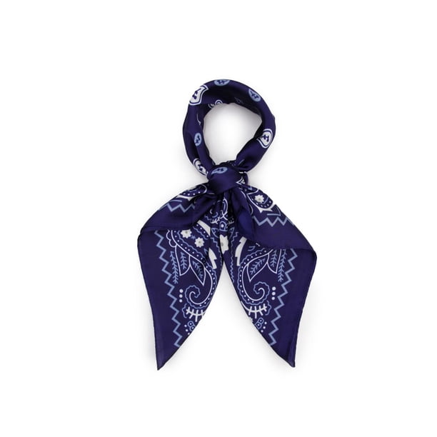 Pañuelo tipo seda 70 x 70 bandana elegante azul Talla Única