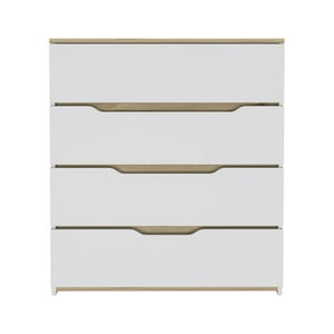 Fmfurniture - Comoda 4 Cajones Fm-016B - Blanco Y Cafe Claro