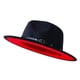 thumbnail image 1 of Sombrero KUJUHA Vestido Fedora de ala ancha en dos tonos, negro y rojo, 1 of 7