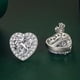 thumbnail image 1 of 18K White Golden Plated Halo Stud Earrings with Square Cubic Zirconia and Simulated Diamonds, 1 of 5