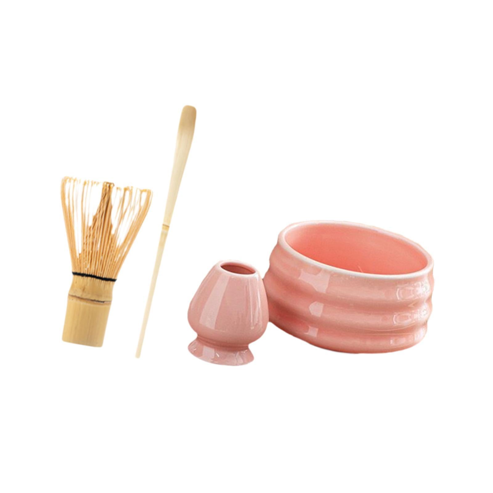 Bothyi - Juego De Té Matcha, Regalo Para Amantes Del Té, Batidor De Matcha De Bambú Hecho A Mano Y Soporte Rosa