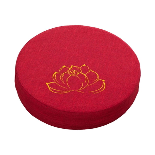 Cojín de meditación redondo con cremallera Cojín de asiento Cojín de suelo tradicional lavable de 16 "de diámetro para dormitorio Oración interior , Rojo 6cm