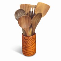 Wakeshome - Set De Utensilios De Cocina 8 Pzs Madera Natural