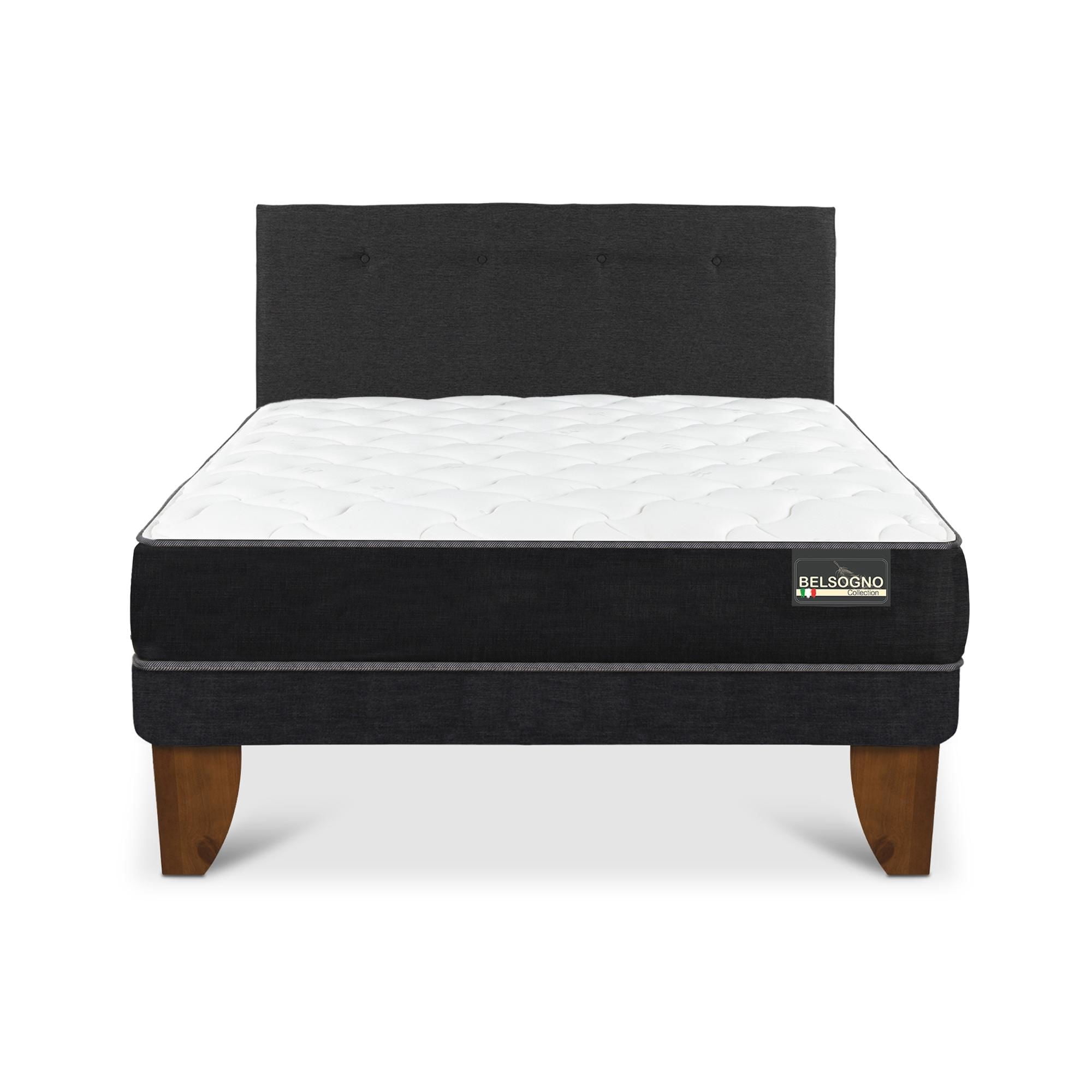 Cama Europea + Respaldo Belsogno Plus 2 Plaza Base Normal