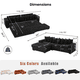 thumbnail image 1 of [NEW ARRIVED] [VIDEO PROVIDED] 110.75" Modular L Shaped Sofa, Corduroy Fabric Sectional Couch,With a movable footstool, Cup Holders,Bring 8 throw pillows,Side Pocket,Unfold into a Bed,Black, 1 of 3