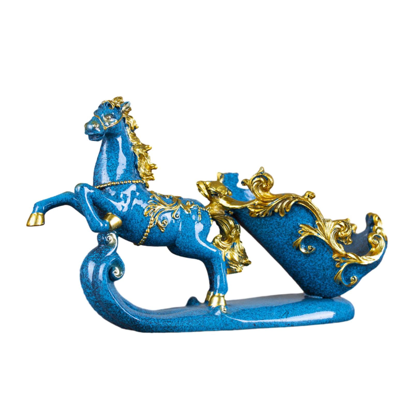 Magideal - Soporte Para Botellas Con Figuras De Caballos, Estante Individual Para Botellas, Estante De Exhibición Para Gabinete, Encimera, Hogar, Regalo Clásico, , Azul