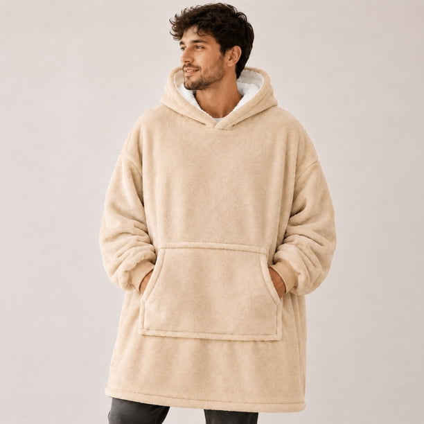 Poleron Felpa Con Capucha Manta Polar Bata Frazada Invierno