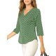 thumbnail image 4 of INSPIRE CHIC Blusa de Mujer para Regreso a Clases Cuello en V Mangas 3/4 Estampado de Corazones y Lunares Botones al Frente Verde Oliva XL, 4 of 6