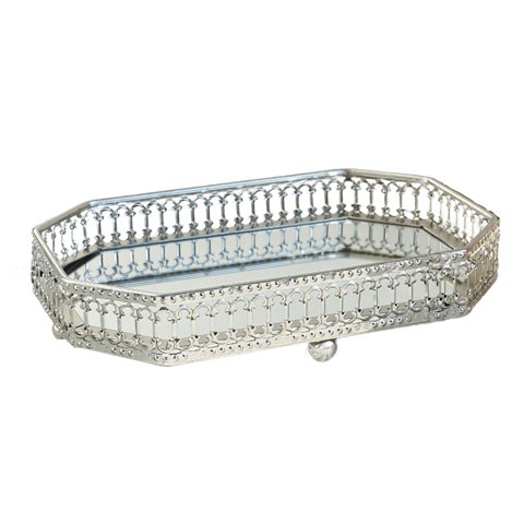 Magideal - Bandeja De Joyería Y Cosméticos, Bandeja Decorativa Adornada, Bandeja Para Servir, Organizador De Baratijas De Joyería, Bandeja Para Baño, Dormitorio, Rectángulo S