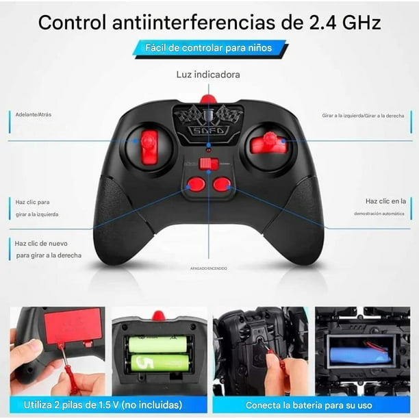 AUTO ANFIBIO 4X4 ACROBATA B500 24GHZ 1:16 DOBLE CARA ROJO Lider