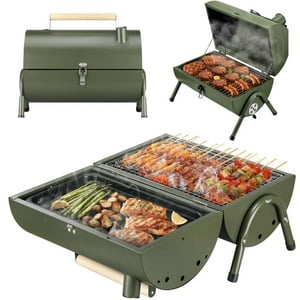 Yep - Parrilla Ahumador Doble Portatil Carbon Camping Verde
