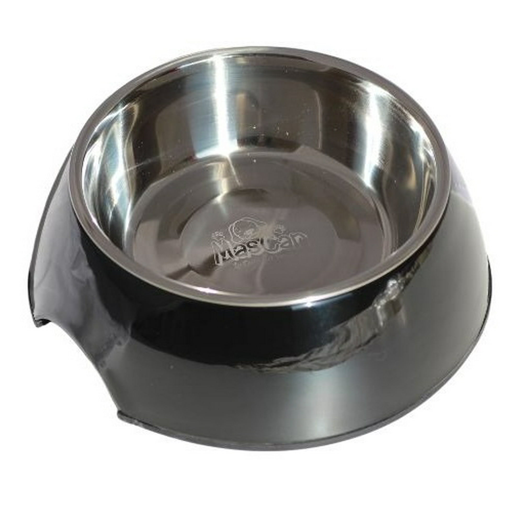 Mascan - Plato Melamina Sólido Redondo Negro Talla S Perro