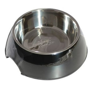 Mascan - Plato Melamina Sólido Redondo Negro Talla S Perro