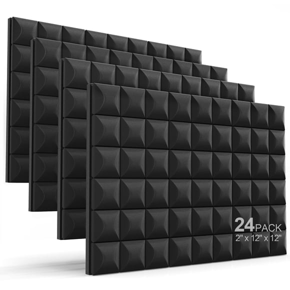 Paneles de espuma acústica JBER - Pack de 24 (30x30x5 cm) negro