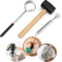 Xusx111 - Conjunto De Abridor De Coco Para Cocos Jóvenes Y Maduros Por |Coconut Tools Para La Eliminación De Carne Con Martillo Y Cuchillo De Acero Inoxidable