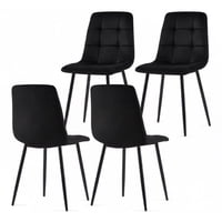 Vitelio - Pack 4 Sillas Acolchada Capitonés Negro Felpa