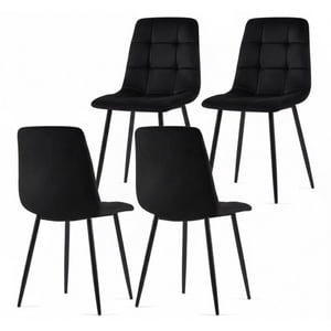 Vitelio - Pack 4 Sillas Acolchada Capitonés Negro Felpa