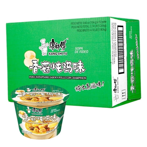 Fideo Instantaneo Kang Shi Fu Sabor A Pollo Con Champiñón 104G*12 Potes