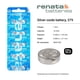 thumbnail image 2 of Batería de reloj Renata 379 SR521SW, 1,55 V, óxido de plata (2 unidades), 2 of 8