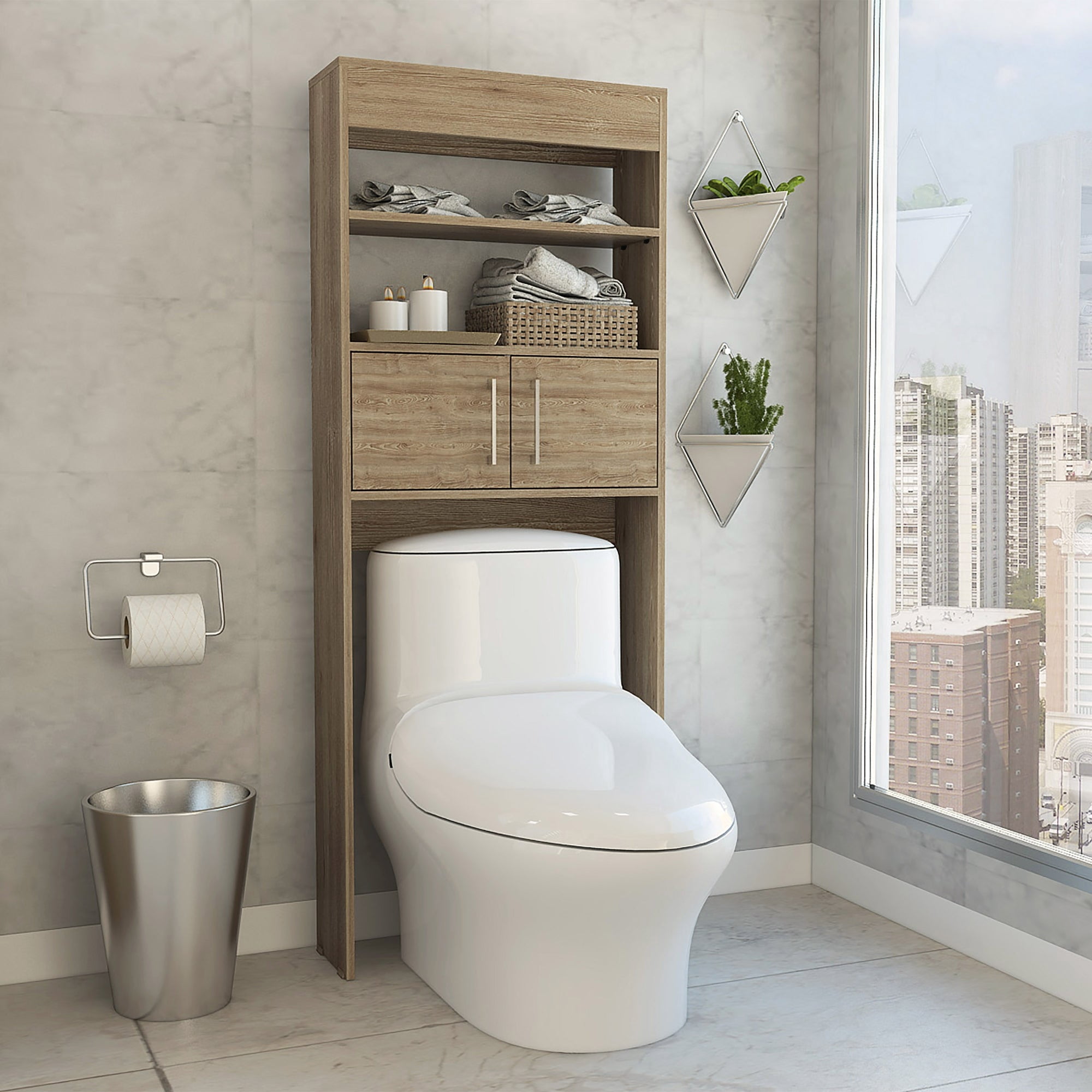 Tuhome - Estante Wc Madrid 2 Puertas 160x62,4x20,3 Cm Miel