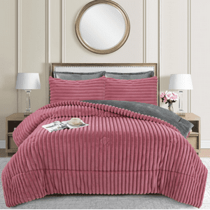 Tecnocasa - Cobertor Con Chiporro Texturizado Lineal 2 Plazas Color Rosa Palo