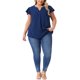 thumbnail image 2 of Agnes Orinda Blusas de Talla Grande para Mujer de Escuela o Universidad con Lunares Suizos, Cuello Entallado, Mangas con Volantes, Básicas y Lindas 4X Azul Oscuro, 2 of 6