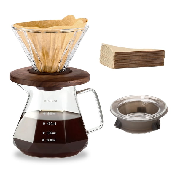 Cafetera de vidrio borosilicato de polidremio para verter, 600 ml