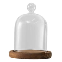 Magideal - Tarro De Campana De Cúpula De Vidrio Transparente Con Bandeja De Madera, Vitrina De Mesa Redonda Versátil, Diámetro De 9Cm Para Decoración Del Día De Estilo B