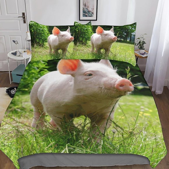 Pig Swine Bedding Duvet Cover Set Cute Animals Quilt Cover Soft Microfiber Bedroom Duvet Set